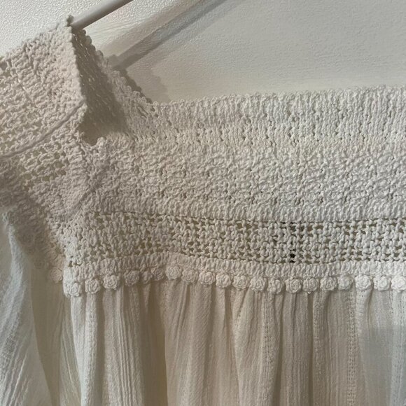 Margaret O'Leary Ivory Crochet & Gauze Boho 'Peasant Blouse Women's Size XS - Picture 13 of 14